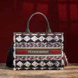 Montana West Boho Print Canvas Tote/Crossbody: Black