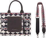 Montana West Boho Print Canvas Tote/Crossbody: Black