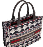 Montana West Boho Print Canvas Tote/Crossbody: Black