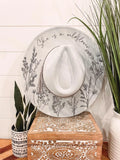 Engraved Floral Hat: Khaki