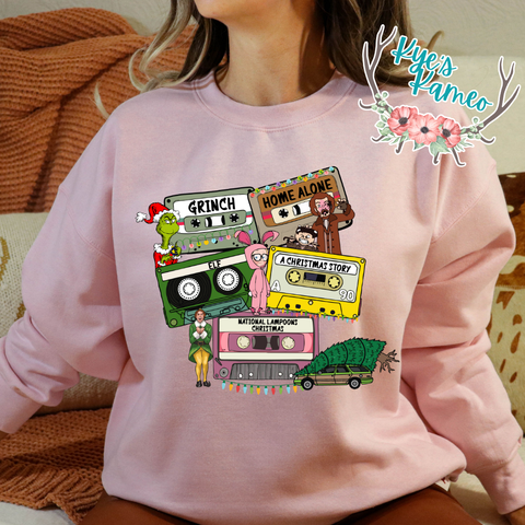 Christmas Tapes with Tree- Crewneck