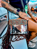 Hand Tooled Clear Purse Crossbody - Clear Stadium