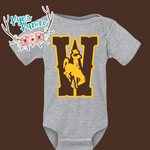 W and Steamboat Gray Onesie