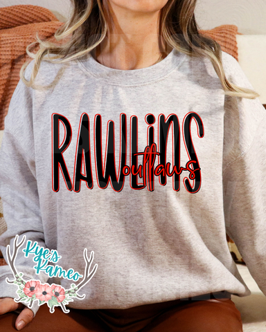 Rawlins Outlaws- Black Stacked- Crewneck- PREORDER