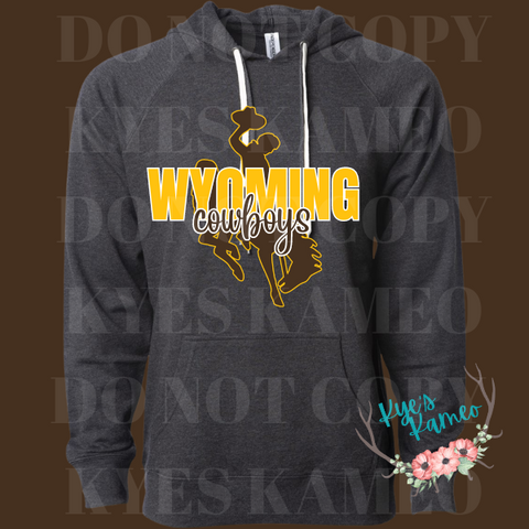 Wyoming Cowboys Hoodie with Steamboat- Charcoal Heather