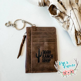 Western Cowhide Leather Keychain Wallet