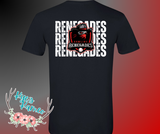 Rawlins Renegades- Front Left Chest and Full Back- Black Tee