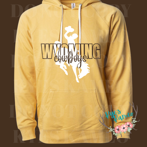 Wyoming Cowboys Hoodie with Steamboat- Harvest Gold