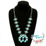 Western Navajo Style Squash Blossom Stone Necklace