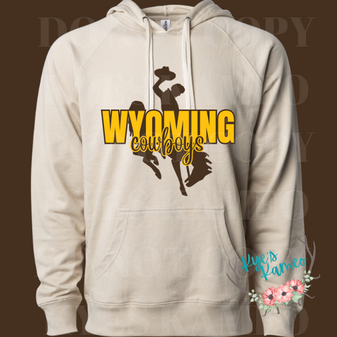 Wyoming Cowboys Hoodie with Steamboat- Sand