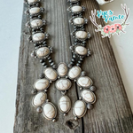 Western Navajo Style Squash Blossom Stone Necklace