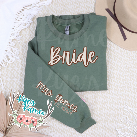 Bride with sleeve- Military Green Crewneck