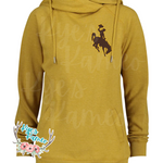 Cowboys Stacked Gold- Funnel Neck Hoodie- Heather Mustard