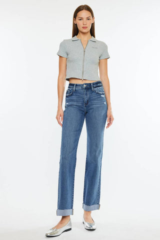 Kancan High Rise True Straight- Dark Wash