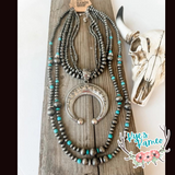 Western Navajo Style Pearl Squash Blossom Pendant Necklace