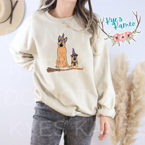 Witchy German Shepherds- Crewneck