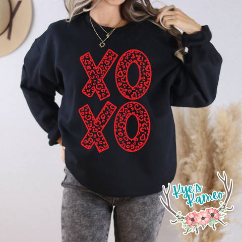 XOXO Cheetah Red- Valentine- Tee or Crewneck