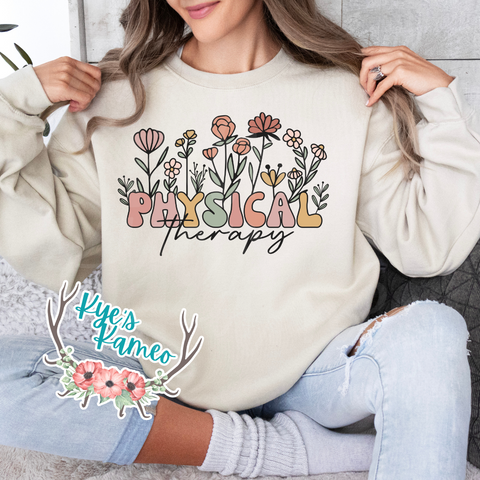 Physical Therapy Flower Crewneck- Sand