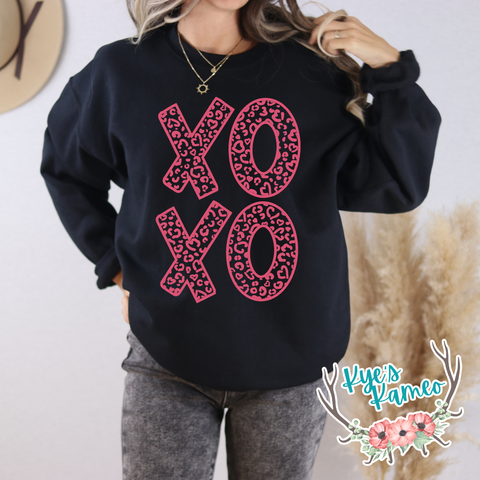 XOXO Cheetah Pink- Valentine- Tee or Crewneck