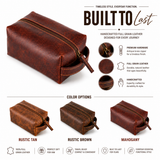 Full Grain Leather  Unisex Dopp Kit - Rustic Colors: Rustic Brown