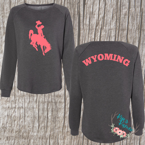 Wyoming Crew- Grey and Coral