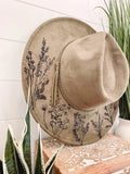 Engraved Floral Hat: Khaki