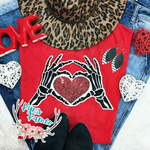 PREORDER Skeleton Heart Sequin Patch Tee or Crewneck