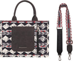 Montana West Boho Print Canvas Tote/Crossbody: Black