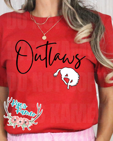 Outlaws Script- Black- Tee- PREORDER