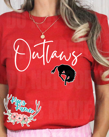 Outlaws Script- White- Tee- PREORDER