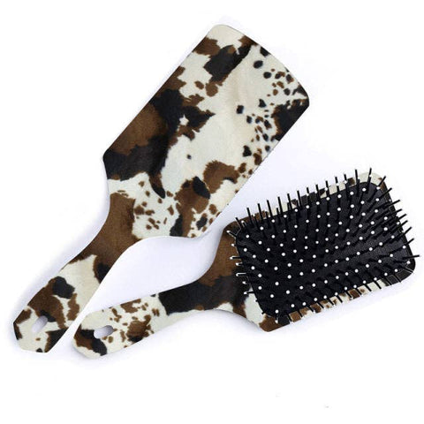 Brown Cowhide Hairbrush