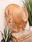 Engraved Floral Hat: Khaki