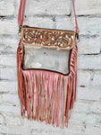 Hand Tooled Clear Purse Crossbody - Clear Stadium
