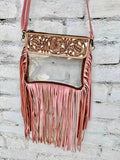 Hand Tooled Clear Purse Crossbody - Clear Stadium