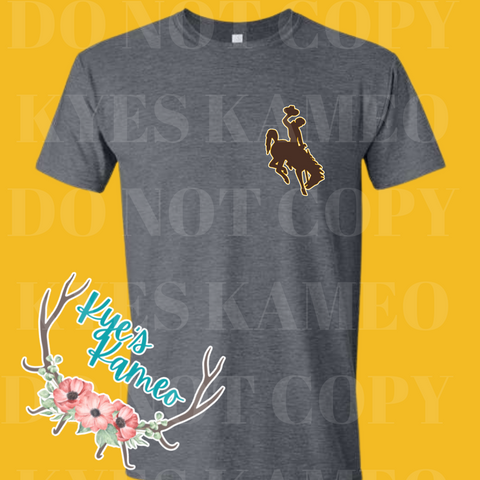 Grey Cowboys Short Sleeve Tee- Front and Back Design