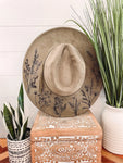 Engraved Floral Hat: Khaki