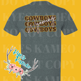 Grey Cowboys Short Sleeve Tee- Front and Back Design