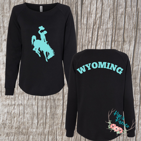 Wyoming Crew- Black and Aqua