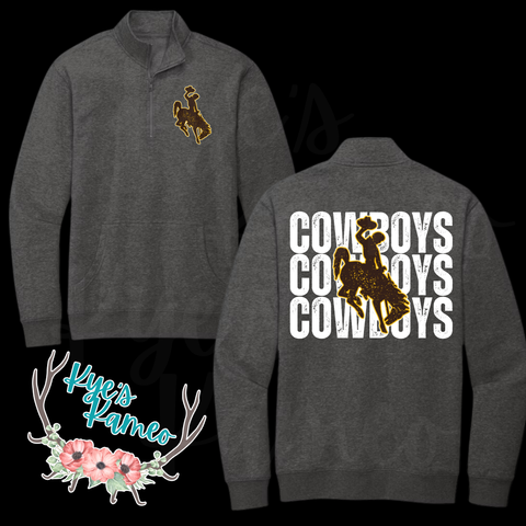 Wyoming Cowboys 1/4 Zip Up- preorder