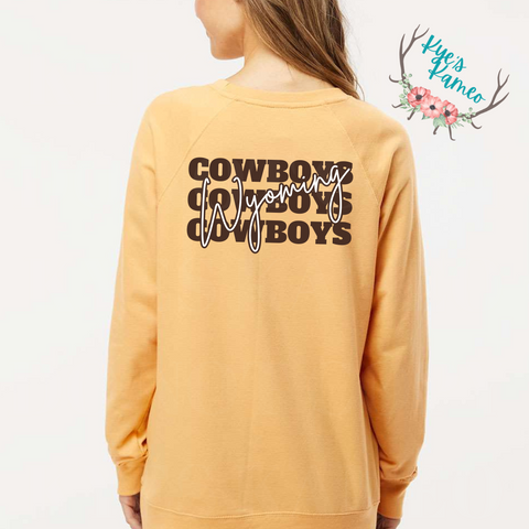 Harvest Gold Cowboys Stacked Crewneck- Front and Back Design (White)