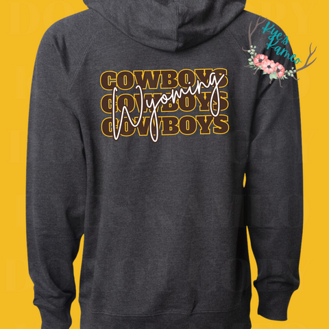 Grey Cowboys Hoodie- Front and Back Design