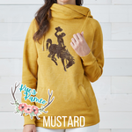 Mustard - Distressed Steamboat Funnel Neck Hoodie