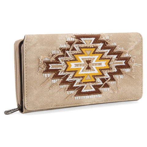Montana West Aztec Collection Jean Denim Wallet - Tan