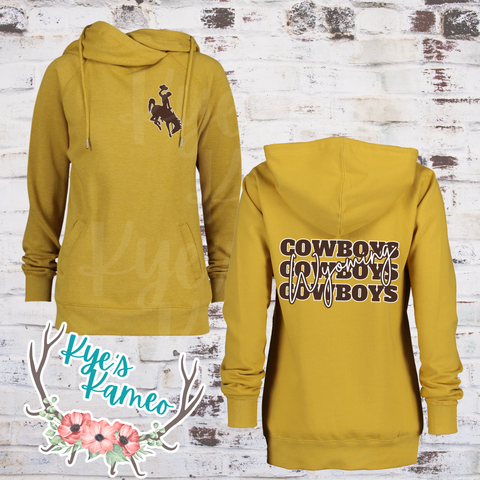 Cowboys Stacked - Funnel Neck Hoodie- Mustard- preorder