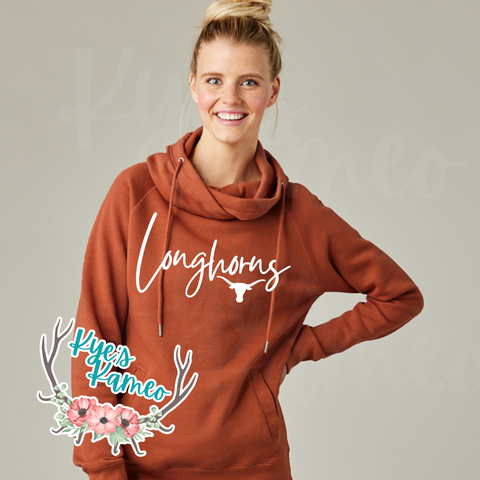 Longhorns- Funnel Neck Hoodie