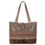 Trinity Ranch Hair On Cowhide Collection Concealed Carry Tote- Brown