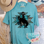 Turquoise Aztec Steamboat Tee- Comfort Colors