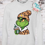 Green Guy with Coffee and Beanie Crewneck