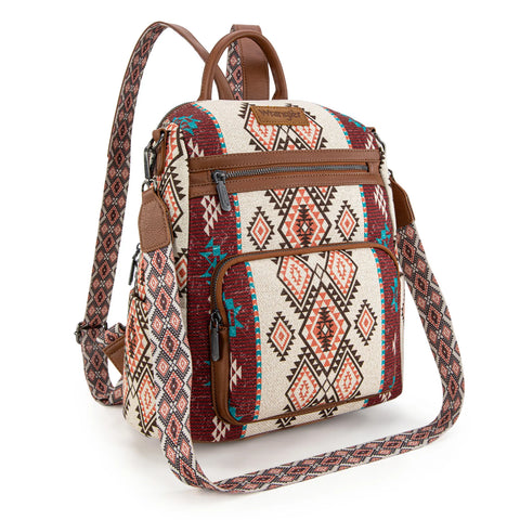 Wrangler Aztec Print Backpack/Crossbody -Brown