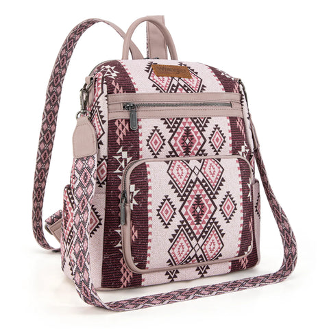 Wrangler Aztec Print Backpack/Crossbody - Pink